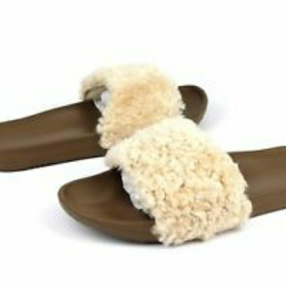 New Ugg Royale Natural Toscana Fur Curly Shearling Slide Slippers Size 8 - Picture 8 of 12
